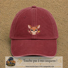 Image principale produit98moyenRB - casquette Rouge délavé - Bordeaux délavé avec visuel Faon fleuri 5 cm