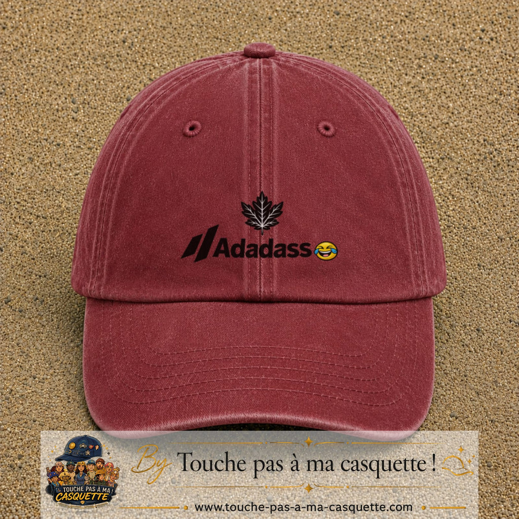 Image principale produit38moyenRB - casquette Rouge délavé - Bordeaux délavé avec visuel Adadass feuille d’érable 5 cm
