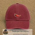 Image principale produit198petitRB - casquette Rouge délavé - Bordeaux délavé avec visuel Piment 3 cm