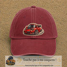 Image principale produit93grosRB - casquette Rouge délavé - Bordeaux délavé avec visuel Voiture rouge 7 cm