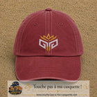 Image principale produit125grosRB - casquette Rouge délavé - Bordeaux délavé avec visuel Monogramme couronne 7 cm