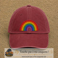 Image principale produit187grosRB - casquette Rouge délavé - Bordeaux délavé avec visuel Arc-en-ciel 7 cm