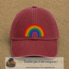 Image principale produit187grosRB - casquette Rouge délavé - Bordeaux délavé avec visuel Arc-en-ciel 7 cm