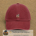 Image principale produit69petitRB - casquette Rouge délavé - Bordeaux délavé avec visuel Vache noir blanc 3 cm