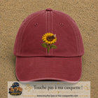 Image principale produit75grosRB - casquette Rouge délavé - Bordeaux délavé avec visuel Tournesol abeille 7 cm