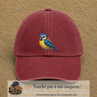 Image principale produit63grosRB - casquette Rouge délavé - Bordeaux délavé avec visuel Mésange 7 cm