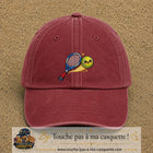Image principale produit80grosRB - casquette Rouge délavé - Bordeaux délavé avec visuel Tennis raquette balle 7 cm