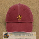 Casquette baseball Rouge délavé - Bordeaux délavé 100% coton avec motif Singe à la banane 3 cm - image principale