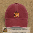 Casquette baseball Rouge délavé - Bordeaux délavé 100% coton avec visuel Cheval langue tirée 7 cm - image produit principale