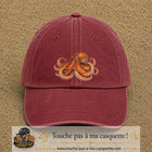 Casquette Rouge délavé - Bordeaux délavé motif Poulpe marin 7 cm - vue principale
