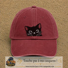 Casquette Rouge délavé - Bordeaux délavé motif Chaton malicieux 7 cm - vue principale