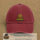 Casquette baseball Rouge délavé - Bordeaux délavé 100% coton avec visuel Moistburger dégueu mais fier 7 cm - image produit principale