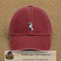 Casquette Rouge délavé - Bordeaux délavé 100% coton avec motif Portrait homme penseur 5 cm - image principale
