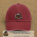 Casquette Rouge délavé - Bordeaux délavé 100% coton avec motif Pirate souriant navire 7 cm - image principale