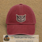 Casquette Rouge délavé - Bordeaux délavé motif Hibou sage 7 cm - vue principale