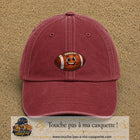 Casquette Rouge délavé - Bordeaux délavé 100% coton avec motif Ballon de rugby sourire 5 cm - image principale