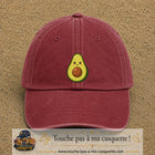 Casquette baseball Rouge délavé - Bordeaux délavé 100% coton avec visuel Avocat kawaii 7 cm - image produit principale