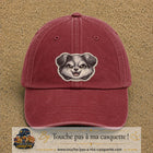 Casquette Rouge délavé - Bordeaux délavé motif Chien rieur 7 cm - vue principale