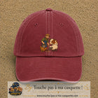 Casquette Rouge délavé - Bordeaux délavé 100% coton avec motif Fermier et animaux 7 cm - image principale