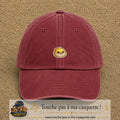 Casquette Rouge délavé - Bordeaux délavé motif Poussin joyeux 3 cm - vue principale