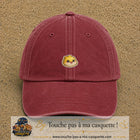 Casquette Rouge délavé - Bordeaux délavé motif Poussin joyeux 3 cm - vue principale