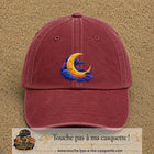 Casquette baseball Rouge délavé - Bordeaux délavé 100% coton avec motif Lune croissant 7 cm - image principale