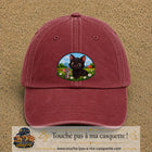 Casquette baseball Rouge délavé - Bordeaux délavé 100% coton avec visuel Chat et souris à la ferme 7 cm - image produit principale