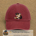 Casquette baseball Rouge délavé - Bordeaux délavé 100% coton avec motif Chien joueur 7 cm - image principale