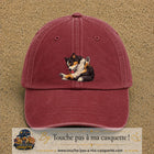 Casquette baseball Rouge délavé - Bordeaux délavé 100% coton avec motif Chien joueur 7 cm - image principale