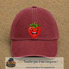 Casquette baseball Rouge délavé - Bordeaux délavé 100% coton avec motif Fraise souriante 7 cm - image principale
