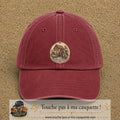 Casquette baseball Rouge délavé - Bordeaux délavé 100% coton avec visuel Moulin à eau vintage 7 cm - image produit principale