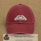 Casquette Rouge délavé - Bordeaux délavé motif Mains formant un cœur 5 cm - vue principale