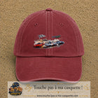 Casquette baseball Rouge délavé - Bordeaux délavé 100% coton avec motif Voitures de course 7 cm - image principale