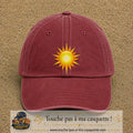 Casquette baseball Rouge délavé - Bordeaux délavé 100% coton avec motif Soleil rayonnant 7 cm - image principale
