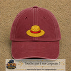 Casquette baseball Rouge délavé - Bordeaux délavé 100% coton avec motif Chapeau de paille 5 cm - image principale
