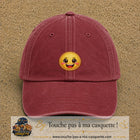Casquette Rouge délavé - Bordeaux délavé motif Smiley joyeux 5 cm - vue principale