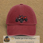 Casquette Rouge délavé - Bordeaux délavé 100% coton avec motif Quad rouge tout-terrain 7 cm - image principale
