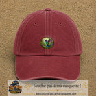 Casquette baseball Rouge délavé - Bordeaux délavé 100% coton avec visuel Colibri tropical 5 cm - image produit principale