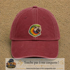 Casquette Rouge délavé - Bordeaux délavé motif Perroquet tropical 7 cm - vue principale