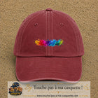 Casquette baseball Rouge délavé - Bordeaux délavé 100% coton avec visuel Éclaboussure peinture 3 cm - image produit principale