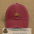 Casquette baseball Rouge délavé - Bordeaux délavé 100% coton avec visuel C’est l’heure du barbec 5 cm - image produit principale