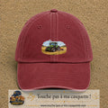 Casquette baseball Rouge délavé - Bordeaux délavé 100% coton avec motif Tracteur agricole 5 cm - image principale