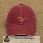 Casquette Rouge délavé - Bordeaux délavé motif Piment piquant 3 cm - vue principale