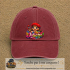 Casquette baseball Rouge délavé - Bordeaux délavé 100% coton avec motif Juliette 7 cm - image principale