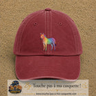 Casquette Rouge délavé - Bordeaux délavé 100% coton avec motif Zèbre arc-en-ciel 7 cm - image principale