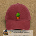 Casquette baseball Rouge délavé - Bordeaux délavé 100% coton avec visuel Cactus en pot 7 cm - image produit principale