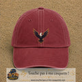 Casquette baseball Rouge délavé - Bordeaux délavé 100% coton avec visuel Aigle royal 7 cm - image produit principale