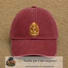 Casquette baseball Rouge délavé - Bordeaux délavé 100% coton avec motif Lion astrologique 7 cm - image principale