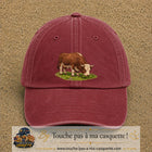 Casquette baseball Rouge délavé - Bordeaux délavé 100% coton avec motif Vache brune 7 cm - image principale