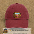 Casquette baseball Rouge délavé - Bordeaux délavé 100% coton avec visuel Pigcity cochon 7 cm - image produit principale